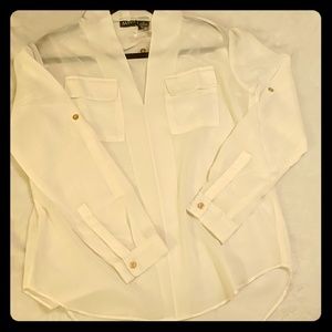 NWT Alloy long sleeve sheer white blouse